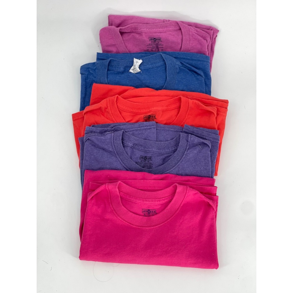 Jerzees HiDensi T-Shirt Lot of 5 Womens XL Pink Purple Blue Orange Cotton T's